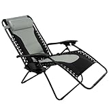 WERKSTAR Liegestuhl Gartenliege Strandliege Klappbar Sonnenliege mit Getränkehalter mit Kissen Kopftkissen 120kg für Balkon, Terrasse, Camping, Garten, Strand