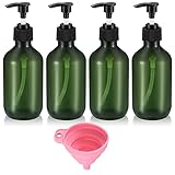 4 STK Leere Shampoo Flaschen zum Befüllen, Seifenspender, Pumpspender, Shampoo Spender Pumpflasche Kunststoff, Lotionspender für Dusch Shampoo Spülung Badezimmer Grün