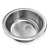 Runde und kompakte Einbauspüle mit integrierten Überlauf aus hochwertigem Edelstahl, Küchen Rundbecken, Küchenspüle in schönen und modernen Design