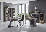 Büromöbel komplett Set Arbeitszimmer Office Edition in Eiche Sonoma/Anthrazit Hochglanz lackiert (Set 5)