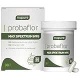 Nupure® Probaflor MAX SPEKTRUM N95 600 Mrd.KBE/gr 95 Stämme Größtes bakterielles Stammspektrum, mit Lactobacillus & Bifidobakterien, hochdosiert 95 Mrd. KBE, magensaftresistent, 30 Kapseln