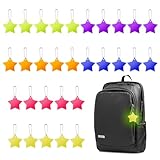 patinadrift Sicherheits Reflektor Anhänger, 30 Stück Kinder Reflektor Anhänger Schulranzen Anhänger Stern Reflektoren Anhänger für Handtasche Jacken, Rollstuhl Gehen, 6 Farben