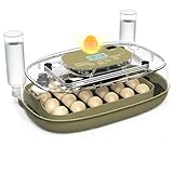 Brutkasten für 24 Eier, Eierbrutschrank mit automatischem Drehen, Feuchtigkeitskontrolle, digitales LED-Display, 360°-Sichtfenster, externes Wasser hinzufügen, Eierbrutkästen für Hühner, Enten, Gans