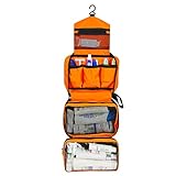 Jiemei Kulturbeutel, zum Aufhängen, wasserdicht, für Damen und Herren, mit 4 Fächern, faltbar, kompakte Größe