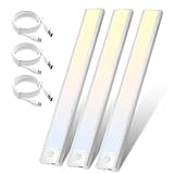 Homefire Unterbauleuchte Küche Led Dimmbar - 30CM 3 Stück Schrankbeleuchtung mit Bewegungsmelder 3 Farbtemperatur Schranklicht USB Wiederaufladbar Küchenlicht für Kleiderschrank Treppe Schlafzimmer