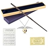 WDKXCN Hermine Zauberstab, Zauberstab Hermine Granger mit Stahlkern, 35CM Zauberstab Hermine aus Harz in Geschenkbox mit Zauberspruch-Karte, Stationsticket und Halskette