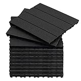 CCLIFE WPC Terrassendielen, Balkon Boden, Terrassenfliesen, Klickfliesen Terrasse, 30x30 cm, Wasserdicht Rutschfest, Geeignet für Balkon und Garten, Dunkelgrau,CushHom