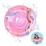 KATLINNA Baby Schwimmring, Aufblasbare Schwimmsitz Kinder mit Cartoon-Print, Schwimmreifen Baby ab 1 Jahr bis 3 Jahren, Baby Floating Ring, Schwimmring Kinder für Jungen und Mädchen(Rosa Einhorn)