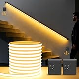 LED Strip mit 2 Bewegungsmelder 5M, 24V 280 LEDs/M mit Stecker LED Streifen mit Netzteil Selbstklebend 3000K Warmweiß Bewegungsaktivierte Licht für Schränke Treppen Flur Schlafzimmer Party,4500k,3M