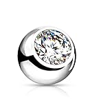 Pain-is-Art 2 x Kugel - 1,2 oder 1,6 mm Gewinde - silber mit Kristall - 316L Chirurgenstahl FARB- und GRÖßENWAHL - Ersatzkugel Piercingkugel (Gewinde: 1,2 mm Durchmesser: 4 mm, Klar/Weiß)