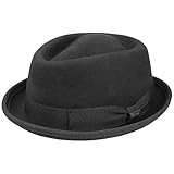 Lipodo Gratus Pork Pie Filzhut Damen/Herren - Hut aus Wollfilz - Made in Italy - Porkpie mit Ripsband - Wollhut - Fedora Sommer/Winter schwarz L (58-59 cm)