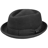 Lipodo Gratus Pork Pie Filzhut Damen/Herren - Hut aus Wollfilz - Made in Italy - Porkpie mit Ripsband - Wollhut - Fedora Sommer/Winter schwarz M (56-57 cm)