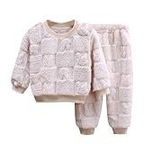 Generisch Schlafanzug Mädchen Zweiteiliger Frottee Schlafanzüge Set Süß Kinder Nachtwäsche Baumwolle Langarm Winter Weihnachten Pyjama Warme Fleece Pyjamas Jungen Matching Nachtwäsche