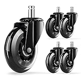 5er Set Bürostuhl Rollen, Hartbodenrollen für Bürostuhl 11x22mm, SchreibtischstuhlRollen für alle Böden oder Teppiche, Sehr Leise Ersatzrollen, Keine Kratzer im Böden, Nie wieder Bodenschutzmatte