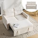 Soweiz [Schlafsofa mit Schlaffunktion] 2-Sitzer Sofa, Faltbares Schlafsofa mit Ausziehfunktion, Verstellbare Rückenlehne, Inklusive großer Rückenkissen, Platzsparend für kleine Wohnzimmer (beige)