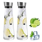 APACALI 2 Stück Glaskaraffe mit Deckel, Karaffe Glas mit Deckel, Wasserkaraffe, Karaffe aus Glas für hausgemachte Getränke, Eistee, Milch, Kaffee und Wein