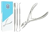 SMI 4 tlg Eckenzange Eckennagelzange Nagelzange für eingewachsene Nägel Fußpflege Set Nagelhautschieber Eckenheber Eckenheber Exkavator Profi Edelstahl