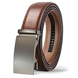 TANGCHAO Gürtel Herren,Ledergürtel Ratsche Automatikschließe für Herren Business Anzug Jeans, 35mm Gürtel,Größe Einstellbar, Braun 26, Länge 115cm (28'-37' taille verstellbar)
