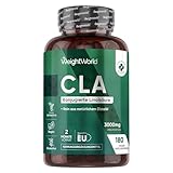 CLA Weichkapseln - 3000 mg CLA pro Portion - 180 vegane Softgels - Konjugierte Linolsäure aus reinem Distelöl - Für Männer und Frauen - Conjugated Linoleic Acid - WeightWorld