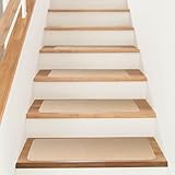 Giznzg Treppenstufen Matten,15 Stück Stufenmatten Selbstklebend für Massivholz,Fliesen, Marmor Treppenmatte Antirutschmatte Schalldämmung,Teppich für treppenstufen,stufenmatten rechteckig 70X22CM