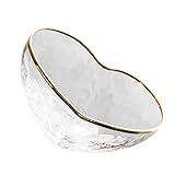 UKCOCO Transparente Herzförmige Glasschüssel mit Goldrand Mittelgroße Fruchtsalat und Dessertschale aus Hochwertigem für Anlässe Wie Familienfeiern und Partys