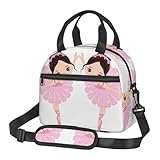 HAHAFU Little Ballerina Lunchtasche für Erwachsene, bedruckt, isoliert, auslaufsicher, mit verstellbarem langem Schultergurt