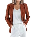 Generisch Damen Blazer Cord Anzug Jacke Mantel Slim Fit Sakko Einfarbig Elegante Anzugjacke Lang Cordjacke Regular Fit EIN-Knopf Balzer Büro Arbeits Anzugmantel Herbst Freizeitjacke