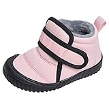 Schneeboots Kinder 36 Winter-Schneestiefel für, Mädchen, kaltes Wetter, Baby-Kunstschuhe, Klettverschluss, thermisch gefütterte Schneestiefel Kinder - Thermostiefel (Pink, 24 Toddler)