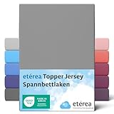 etérea Jersey Topper Spannbettlaken 90x200-100x200 cm Grau für 5-10 cm Steghöhe 100% Baumwolle - Oekotex Spannbetttuch Matratzen Bett Bezug - Bettlaken 90x200cm - 100x200cm Gray