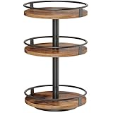 HOOBRO Gewürzregal, Küchenregal, 3-stufiger drehbarer Gewürzständer, Küchen-Organizer, Gewürzhalter, für Küchentheke, Schminktisch, Esstisch, rustikales Braun und Schwarz EBF09TL01