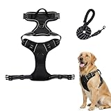 Fellstern Anti-Zieh-Geschirr, 2026 Neu Anti Zieh Geschirr für Hunde, Fellstern Hundegeschirr, Verstellbares Geschirr Hund, Weich Gepolsterter Brustgeschirr, Für Hunde jeder Größe (Schwarz, M)