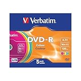Verbatim DVD+RW 16x Colour 4.7GB, 5er Pack Slim Case, DVD Rohlinge beschreibbar, 16-fache Brenngeschwindigkeit & Hardcoat Scratch Guard, DVD leer, Rohlinge DVD wiederbeschreibbar