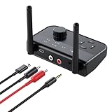 AUX Radio Musik Adapter | Wireless Audio Transmitter | Transmitter Auto Adapter | Bluetooth Transmitter 100 Mbit/s mit Aux Unterstützung 30M Reichweite, Lautstärkeregler, Duall Link Bluetooth Adapter