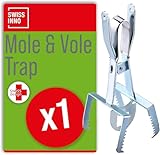 SWISSINNO Wühlmauszange – Schlagfalle für Wühlmäuse – Beidseitiger Fang – Wetterfestes Metall – Wiederverwendbar – Mit Köderplatte – Für unterirdische Gänge – 1 Falle