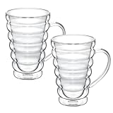 Wilmax - Thermogläser mit Henkel Bubble - 300 ml - 2er-Set - Doppelwandige Gläser für Wasser, Tee, Kaffee - Teegläser & Kaffeegläser - Becher für Heiß- und Kaltgetränke - Spülmaschinenfest