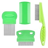 ZELHYEUU 4 Stück Läusekamm, Metall Zähne Läusekamm, Flohkamm zum Entfernen Flöhe, Floh Tränenfleckentferner Kamm, Läuse Kamm, für Pflegen und Entfernen von Schuppen Oder LäusenLäuse