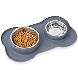 pecute 3-in-1 Futternapf Hunde Katzen, Hundenapf Kleine Hunde Edelstahl mit Rutschfesten Silikon Matte, Edelstahl Wassernapf für Katzen, Fressnapf Schüssel Lebensmittel Wassernapf (S)