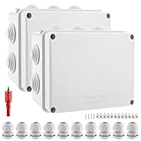 JMIATRY 2 Stück Verteilerdose Aufputz 150x110x70mm, Abzweigdose Aufputz Weiß, Abzweigdose Wasserdicht IP65, ABS-Elektrokasten Abzweigkasten Kabelabzweigkasten wasserdicht