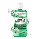 Listerine Fresh Mint antibakterielle Mundspülung für frischen Atem, mit ätherischen Ölen, bekämpft Mundgeruch verursachende Bakterien, mit frischem Minzgeschmack