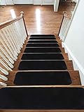 emmahome Teppich-Stufenmatten, rutschfest, maschinenwaschbar, 22 x 67 cm, 11 mm dick, Schwarz, 13 Stück