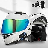 Motorradhelm Anti-Fog Double Visor Flip Up Motorradhelm mit Bluetooth System Motorrad Headset, lärmfrei für alle Jahreszeiten G,L(57-58CM)