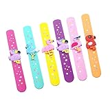 HEALSOPTHY 6Stücke Silikon Schnapparmbänder für Farbige Flamingo Design Handbänder Perfektes Mitgebsel für Geburtstagsfeiern und Feste Lustiges für Jungen