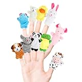 DERAYEE Finger-Puppen Set（10 Stück）,Finger Plüschtier Kinder,Kleine Tier Fingerspielzeug für Ostern Geburtstag Weihnachten Party Geschenke