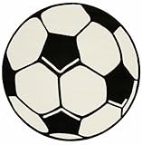 Hanse Home PP Fußball Rund Spielteppich – Kinderteppich rutschfest Kurzflor Teppich Fußball-Spielteppich Fußball-Motiv für Schlafzimmer, Kinderzimmer, Spielzimmer – Ø 100cm
