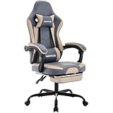 WOTSTA Gaming Chair Computerstuhl Ergonomischer Gaming Stuhl mit Fußstütze Bürostuhl Ergonomischer Computerstuhl mit Lendenwirbelstütze BlauBeige
