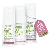 alkmene Teebaumöl Gesichtscreme 3x 50 ml - Pickel Reduktion 91% bestätigt - Naturreines Teebaumöl, vegan & klimaneutral - Teebaumöl Creme für Pickel mit 24h Feuchtigkeitspflege für unreine Haut