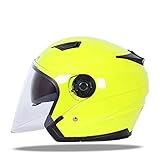 Motorradhelm, Doppellinse, offenes Gesicht, mit Anti-Beschlag-Linse, Unisex, ABS-Material, EPS-Pufferschicht, verstellbare Belüftungsöffnung, abnehmbares Innenfutter, DOT-Zertifizierung, gelb, xl