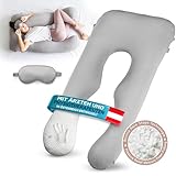mimi kalu® Seitenschläferkissen mit Memory Foam [Formstabil] inkl. 100% Soft-Cotton Bezug und Schlafmaske | Schwangerschaftskissen zum Schlafen | Kissen | Stillkissen | Kuschelkissen | Komfortkissen