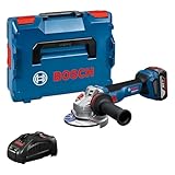 Bosch Professional 18V System Akku-Winkelschleifer GWS 18V-11 S (Scheibendurchmesser 125 mm, inklusive 1x Akku GBA 5.0Ah, Ladegerät GAL 1880, L-BOXX)