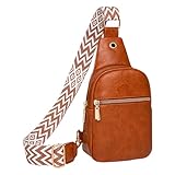 SZFRYEU Sling Bag Damen Klein Brusttasche PU LederSchultertaschen Handy Umhängetasche Crossbag Umhängen für Outdoorsport, Wandern, Radfahren, Reisen (Braun, One Size)